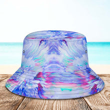 Custom Face Bucket Hat Unisex Personalized Wide Brim Outdoor Summer Cap Hiking Beach Sports Hats Purple and Blue Abstract Texture