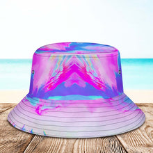 Custom Face Bucket Hat Unisex Personalized Wide Brim Outdoor Summer Cap Hiking Beach Sports Hats Blue and Pink Abstract Texture