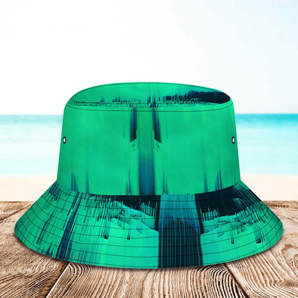 Custom Face Bucket Hat Unisex Personalized Wide Brim Outdoor Summer Cap Hiking Beach Sports Hats Dark Green Abstract Texture