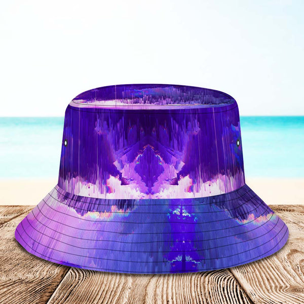 Custom Photo Bucket Hat Unisex Personalized Hiking Beach Sports Hats Purple Abstract Texture