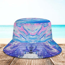 Custom Face Bucket Hat Unisex Personalized Wide Brim Outdoor Summer Hats Purple Blue and Pink Oil Painting Style