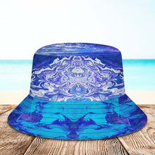 Custom Face Bucket Hat Unisex Personalized Wide Brim Outdoor Summer Hats Blue Oil Painting Style