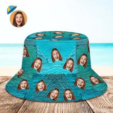 Custom Face Bucket Hat Unisex Personalized Wide Brim Outdoor Summer Hats Blue-green Oil Painting Style
