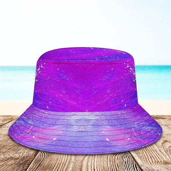 Custom Bucket Hat Unisex Personalized Photo Wide Brim Outdoor Summer Hats Purple Blue and Orange Oil Painting Style