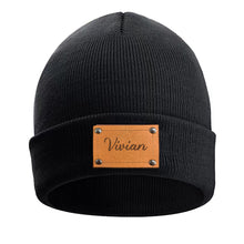Personalized Baby Beanie Custom Name Leather Patch Beanie Gifts for Kids or Adult