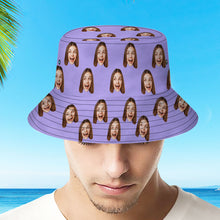 Custom Your Photo Face Summer Bucket Hat Fisherman Hat - Purple