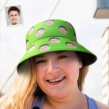 Custom Your Photo Face Summer Extra Large Bucket Hats Fisherman Hat - Green