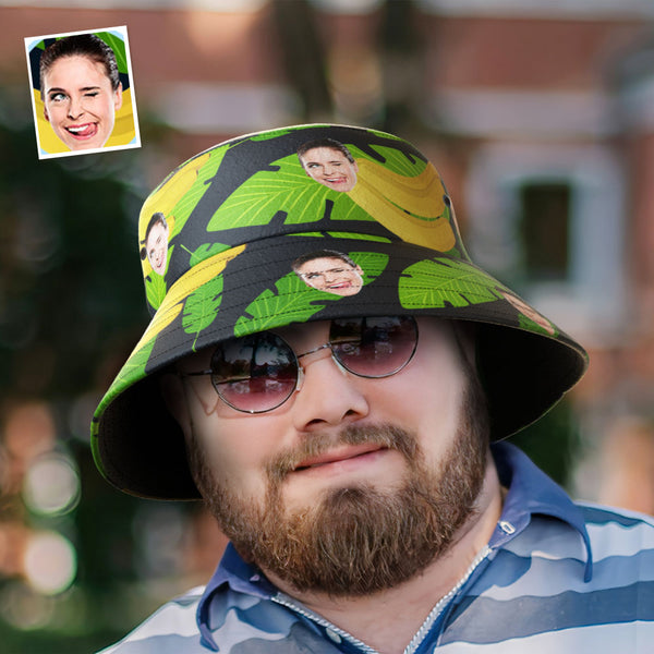 Custom Your Photo Face And Pet Summer Extra Large Bucket Hats Fisherman Hat - Banana