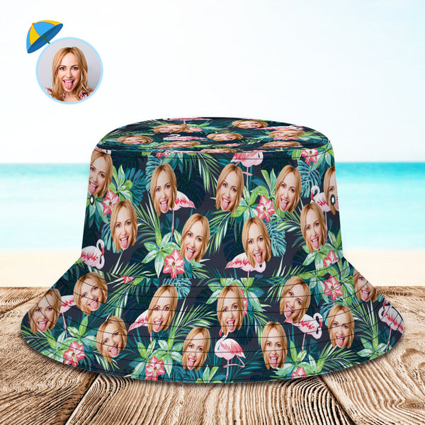 Custom Extra Large Bucket Hats Hawaiian Flamingo Style Outdoor Summer Cap Hiking Beach Sports Hats Gift for Lover