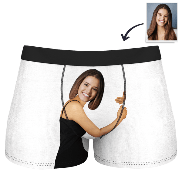 Face on Boxers_Underwear with Face_Wedding Gifts_Custom Girlfriend Hugs Boxer Shorts