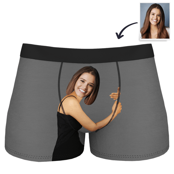 Custom Boxer Anniversary Gifts for Him Girlfriend Hugs Boxer Shorts Gifts for Him- Brown Skin
