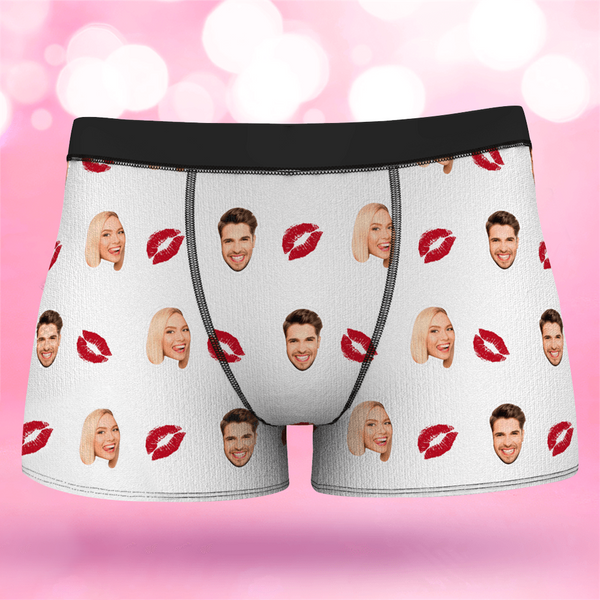 Couple Men's Custom Face Boxer Shorts 3D Online Preview- Kiss
