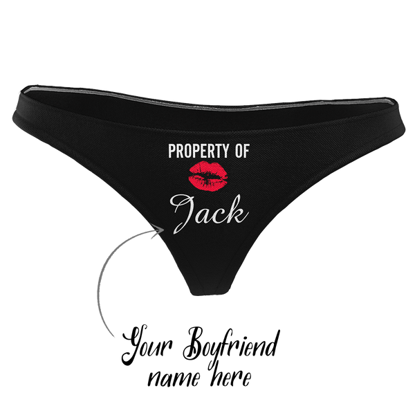 Custom Property of Yours Women's Thong for Girlfriend - Kiss