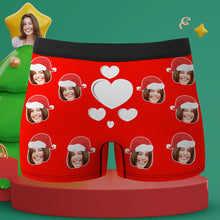 Custom Christmas Boxer Santa Hat Boxer Personalized Mens Heart Underwear Santa Gift for Him