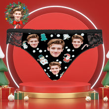 Custom Face Lace Panties Personalized Sexy Women Underwear Santa Claus and Snowman Christmas Gifts