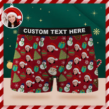 Custom Face Boxer Briefs Personalized Red Underwear Santa Claus Snowman and Elk Merry Christmas Gift for Him