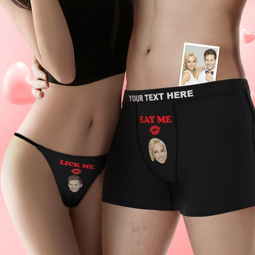 Custom Face Lick Me Couple Underwear Personalized Underwear Valentine's Day Gift
