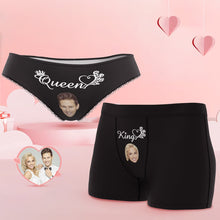 Custom Face King and Queen Couple Underwear Personalized Underwear Valentine's Day Gift