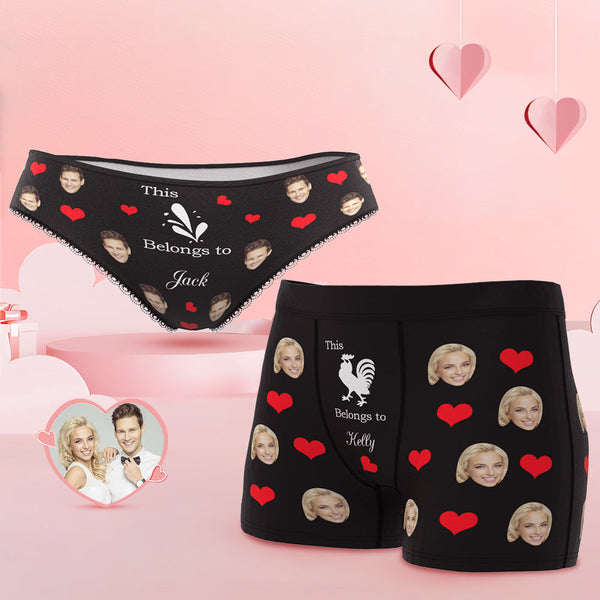 Custom Face You Belong to Me Couple Underwear Personalized Underwear Valentine's Day Gift