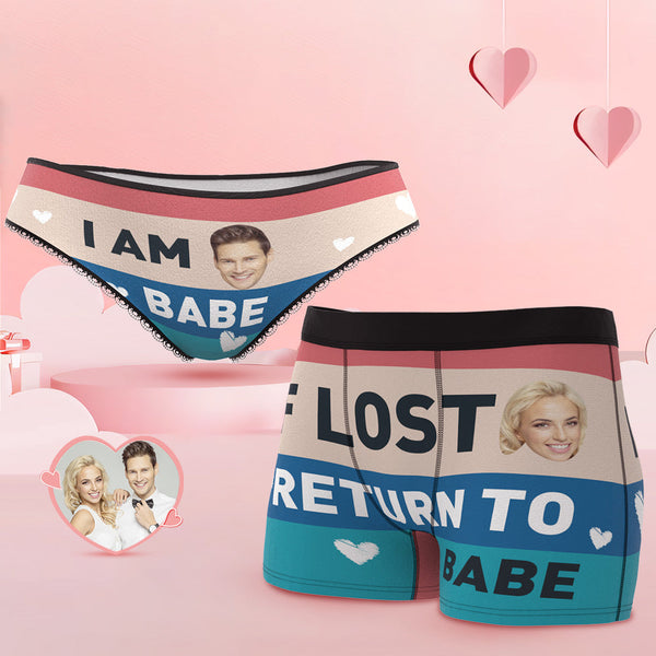 Custom Face My Babe Couple Underwear Design Your Own Personalized Underwear Valentine's Day Gift