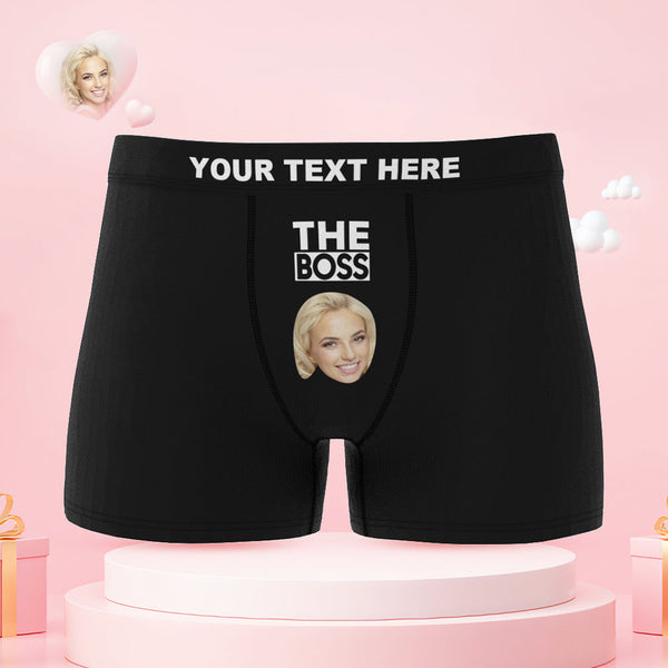 Custom Face Couple Underwear You are the Boss Personalized Underwear Valentine's Day Gift