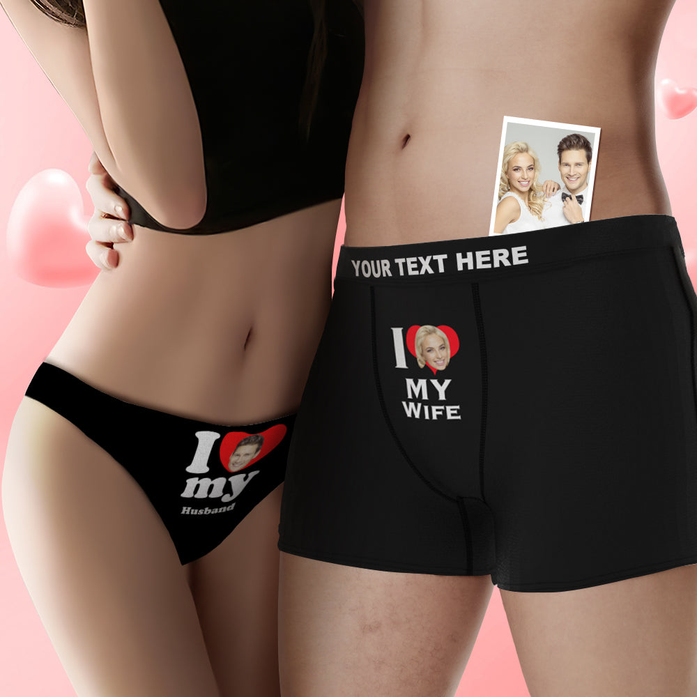 Custom Face Couple Underwear Love Heart Personalized Underwear Valentine's Day Gift