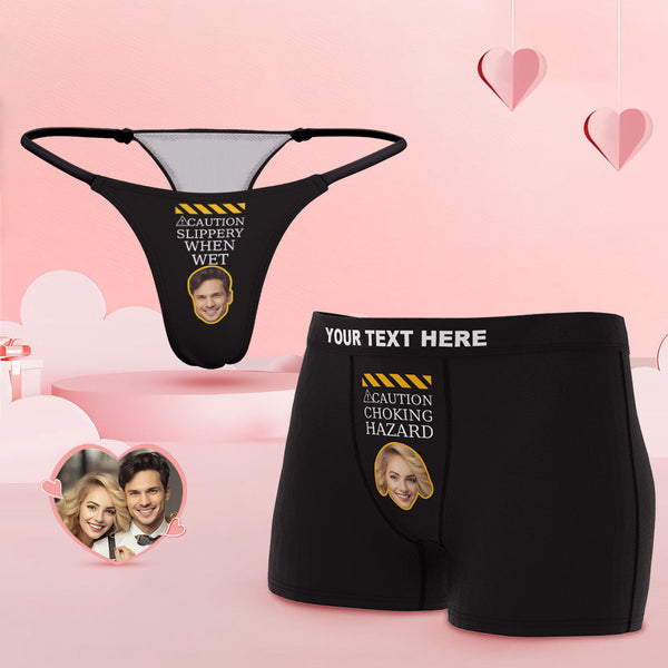 Custom Face Couple Underwear CHOKING HAZARD Personalized Underwear Valentine's Day Gift