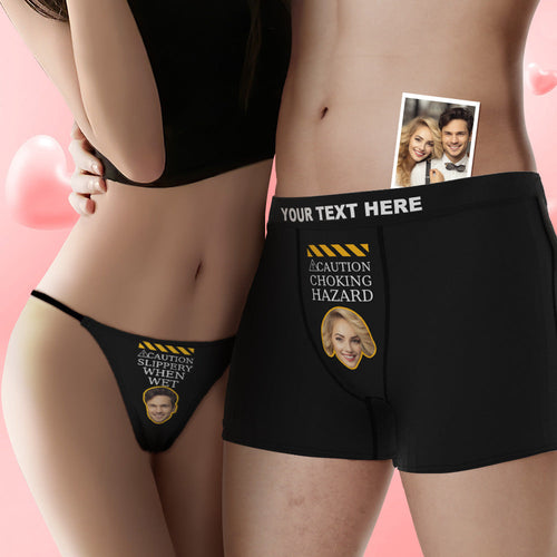 Custom Face Couple Underwear CHOKING HAZARD Personalized Underwear Valentine's Day Gift