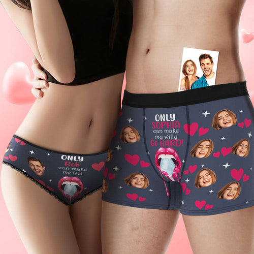 Custom Face Underwear Personalized Funny Couple Boxer Briefs and Panties Valentine's Day Gifts