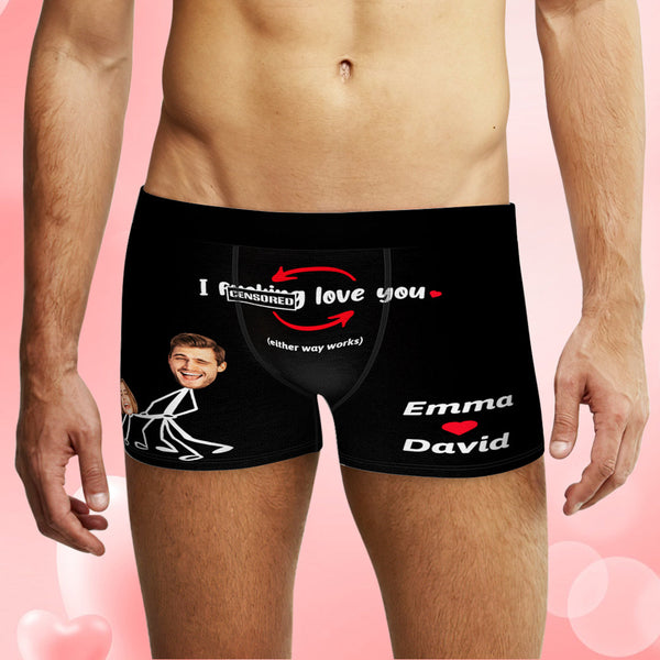 Custom Face Boxer Briefs Personalized Underwear I Love You Valentine's Day Gifts for Him