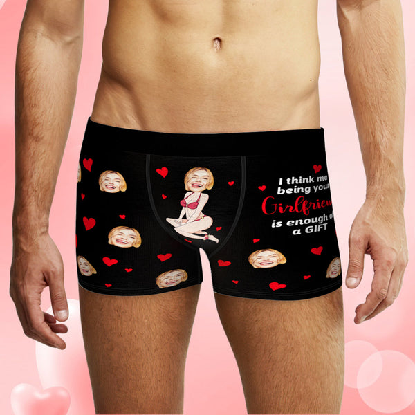 Custom Face Boxer Briefs Personalized Underwear Gift for Boyfriend Happy Valentine's Day