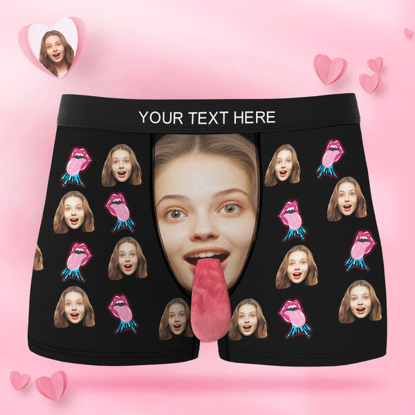 Custom Face Underwear Personalized Magnetic Tongue Underwear Sexy Lips Valentine's Day Gifts for Couple