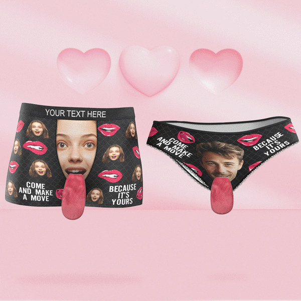 Custom Face Underwear Personalized Magnetic Tongue Underwear COME AND MAK A MOVE Valentine's Day Gifts for Couple