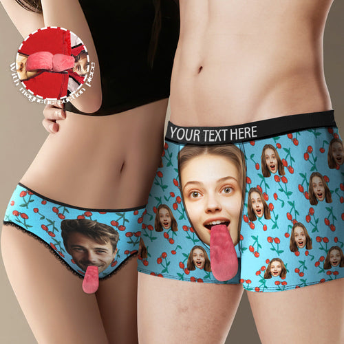 Custom Face Underwear Personalized Magnetic Tongue Underwear Cherry Valentine's Day Gifts for Couple