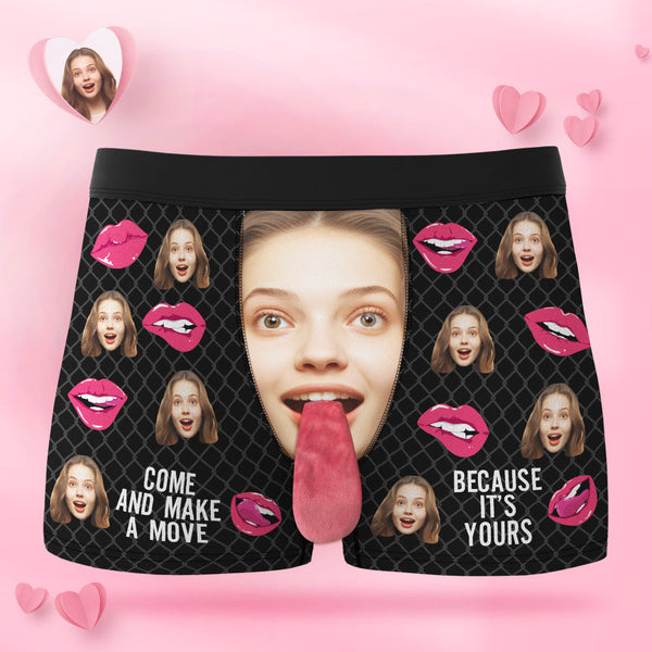 Custom Face Underwear Personalized Magnetic Tongue Underwear COME AND MAK A MOVE Valentine's Day Gifts for Couple