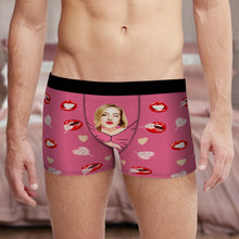 Custom Men's Photo Boxers Lip Print Personalized Gifts For Him - SantaSocks