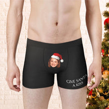 Custom Face Boxer Give Santa A Kiss Boxers Funny Christmas Underwear