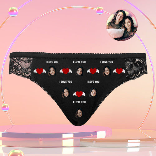Custom Face Briefs I Love You Women's Panties Birthday Gifts for Grilfriend Personalized LGBT Gifts