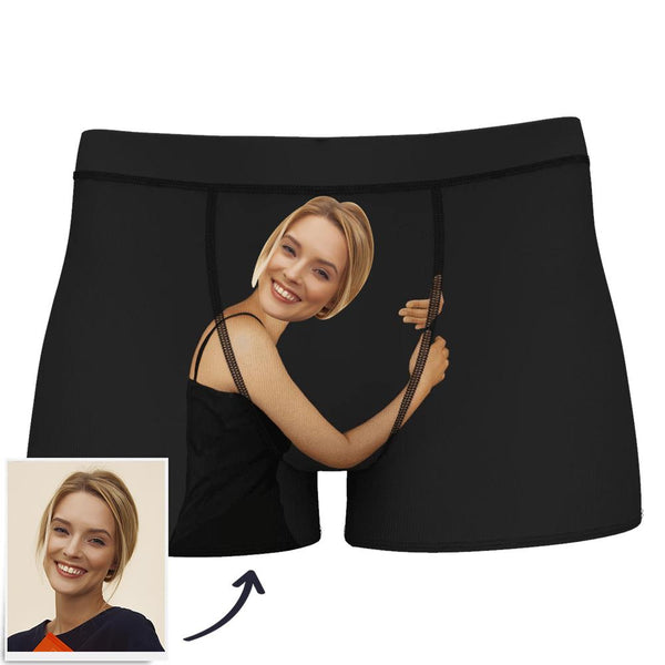 Face on Boxers_Underwear with Face_Wedding Gifts_Custom Girlfriend Hugs Boxer Shorts