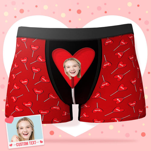 Custom Face Boxer Shorts Personalized Photo Boxer Shorts Valentine's Day Gifts - Heart