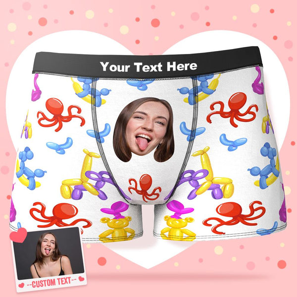 Custom Face Boxer Personalize XOXO Underwear Valentine's Gifts for Him - Balloon