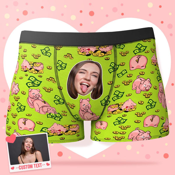 Custom Face Boxer Personalize XOXO Underwear Valentine's Gifts for Him - Piggy