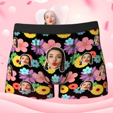 Custom Face Boxer Shorts Personalized Photo Boxer Shorts Valentine's Day Gifts - Colorful Flowers