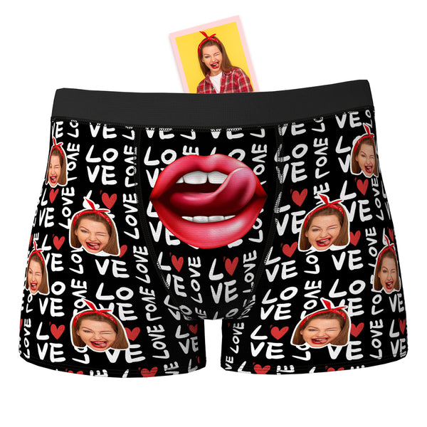 Custom Face Boxer Shorts Personalized Photo Boxer Shorts Valentine's Day Gifts - Mouth