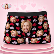 Custom Face Boxer Brief Red and Pink Hearts Valentine's Day Gifts For Him