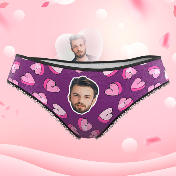 Custom Face Womens Panties Personalized Gifts for Girlfriend - Pink Hearts