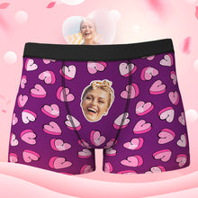 Custom Face Boxer Shorts Personalized Underwear for Boyfriend - Pink Hearts
