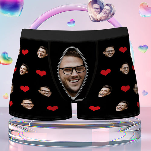 Custom Love Heart Girlfriend Face Boxer Brief Gift For Him Personalized LGBT Gifts