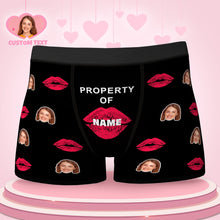 Custom Lip Print Property Of Name Boxers Brief Personalized Face Boxers Brief Valentine's Day Gifts