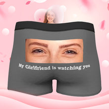 Custom Face Boxer Shorts Personalized Underwear for Boyfriend - My Girlfriend is watching you